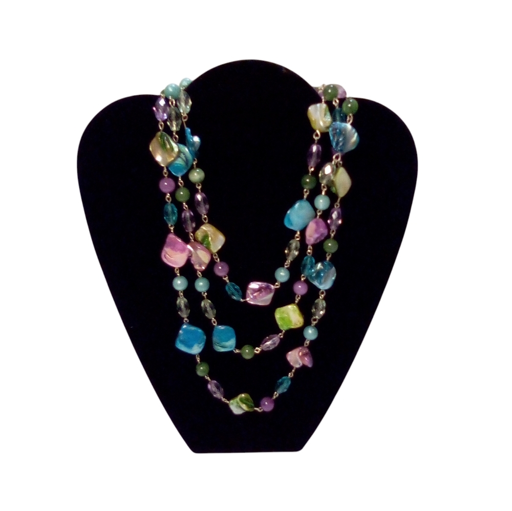 Fashion Necklace Colorful Beads Festival Boho Hippie Peasant Long Single Strand
